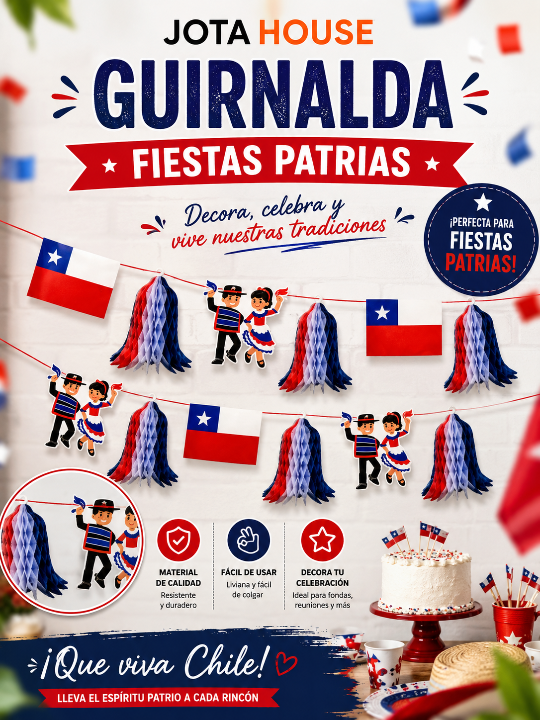 Guirnalda Decorativa Fiestas Patrias Chile