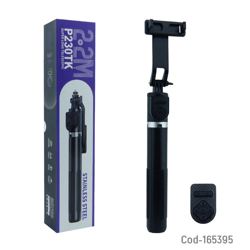 Selfie Stick Trípode Telescópico 2,22 m con Control Bluetooth P230TK