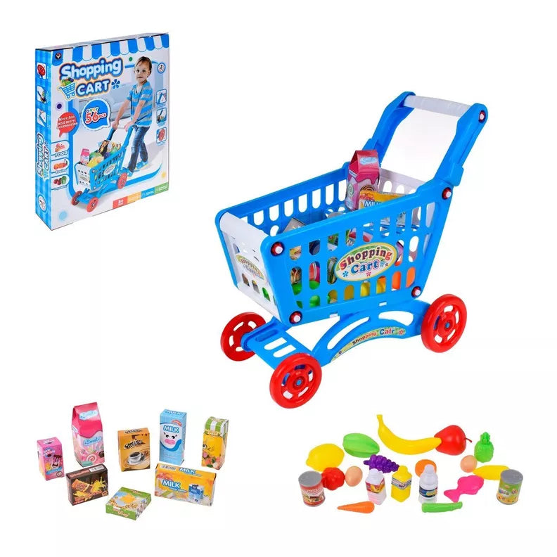 Carrito de Supermercado Niños con Accesorios +56pcs color Azul