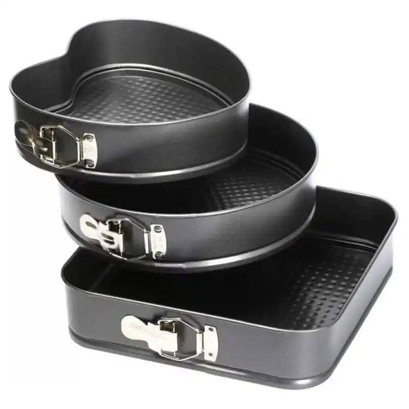 Set 3 Molde Desmontable Antiadherente Para Torta Color Negro
