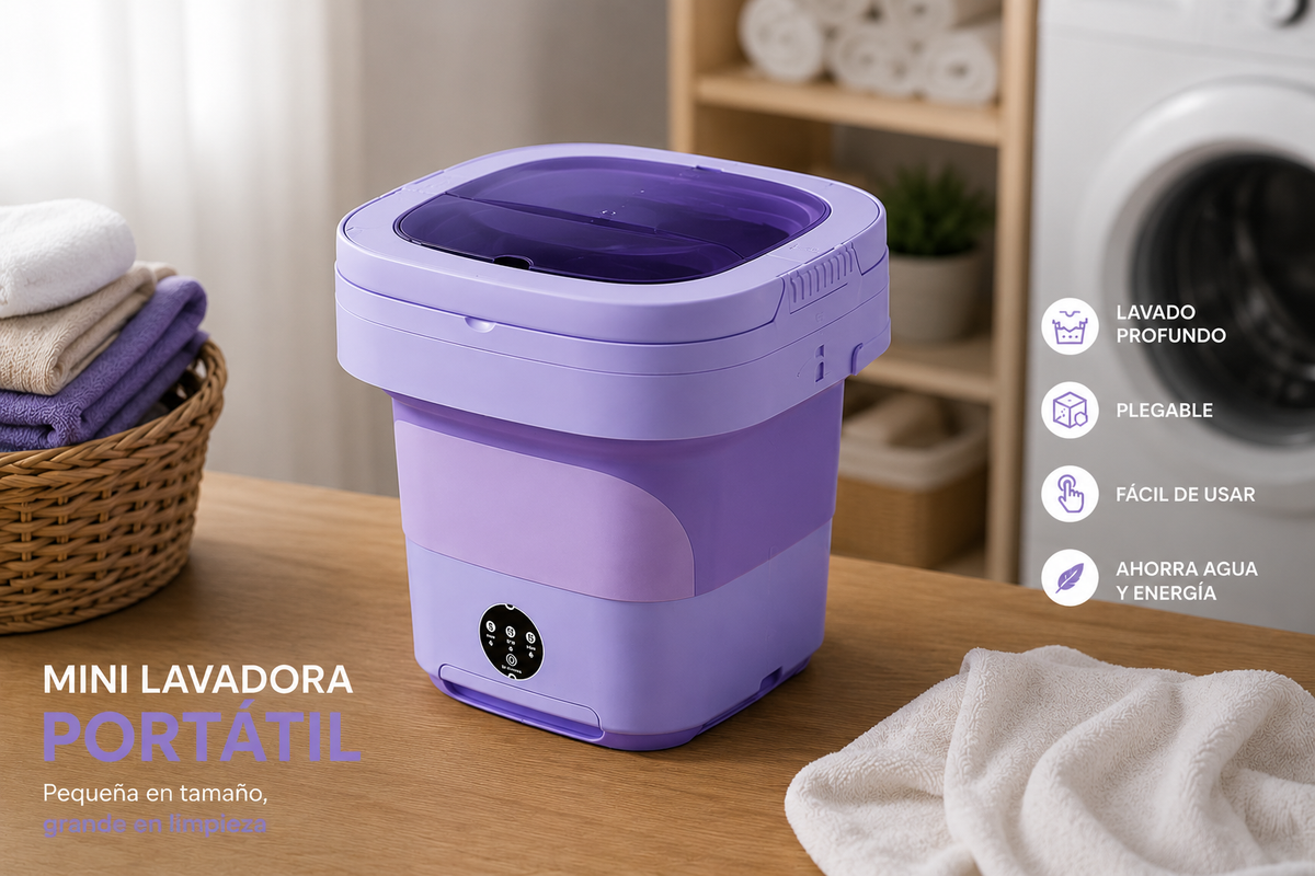 Mini lavadora portátil plegable con centrifugado de 8 L