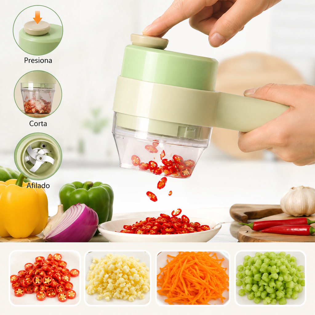 Mini Picadora Manual de Cocina Multifuncional – Cortador de Verduras, Ajo, Cebolla y Más