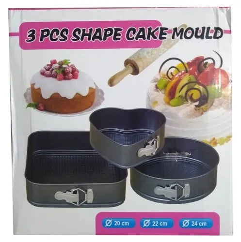 Set 3 Molde Desmontable Antiadherente Para Torta Color Negro