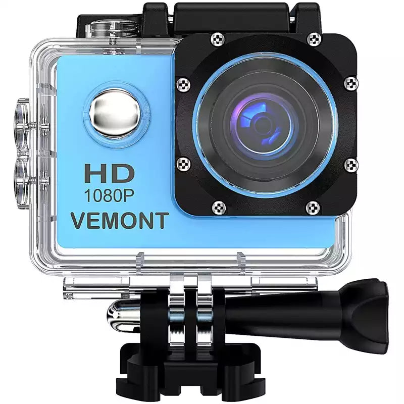 Camara Tipo GoPro 1080mp Sumergible con Accesorios Color Azul