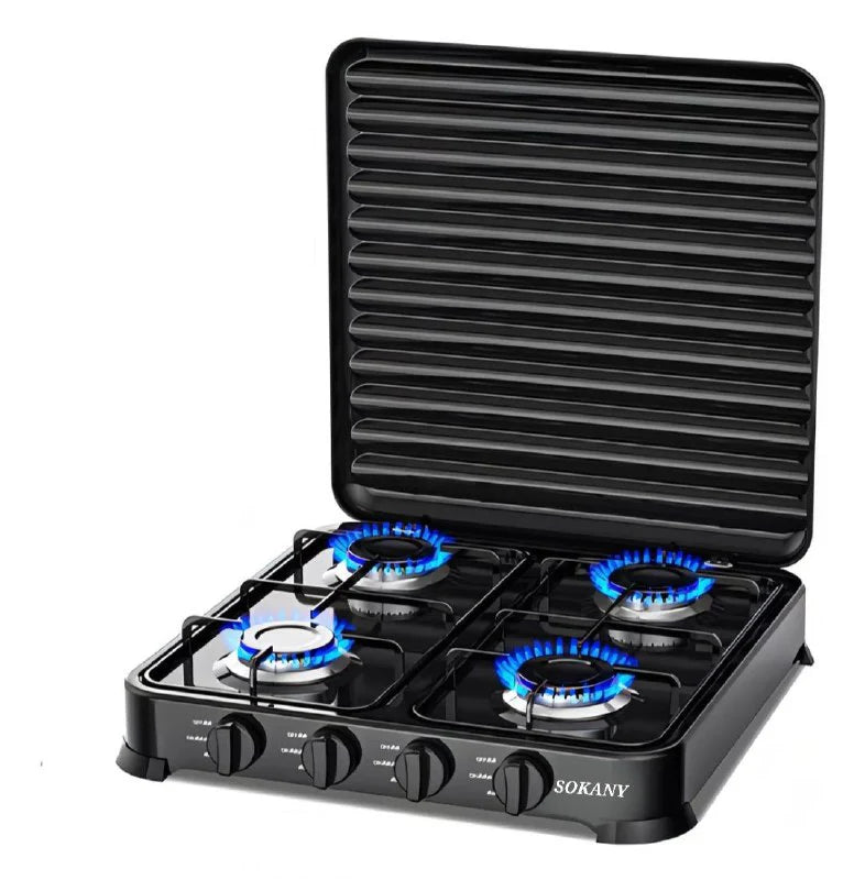 Cocina A Gas Sokany Encimera 4 Platos 4 Quemadores Portatil Negro