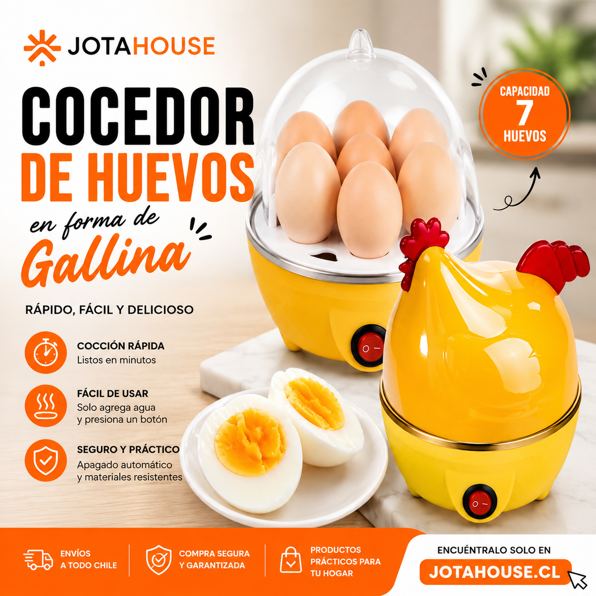 Maquina Hervidor Cocedor De Huevos A Vapor 7 Huevos Amarillo