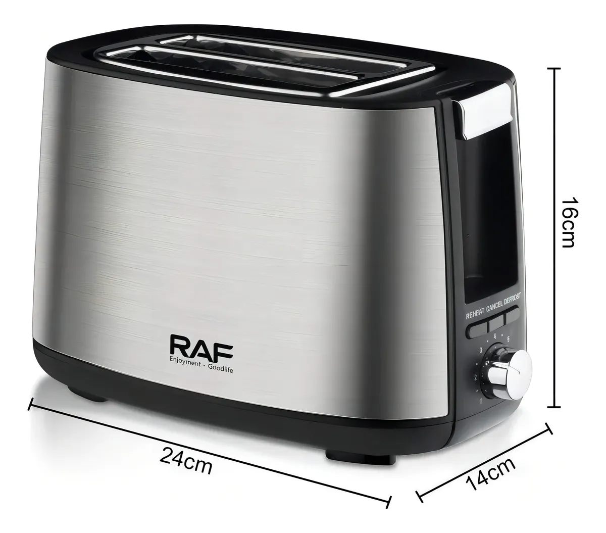 Tostador De Pan 2 Rebanadas Calentador Eléctrico Raf R-507 Color Negro