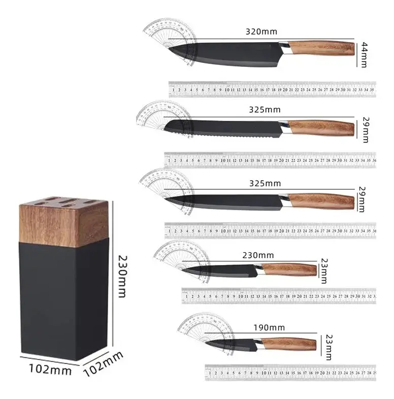 Set de Cuchillos 6 pcs Mango de madera