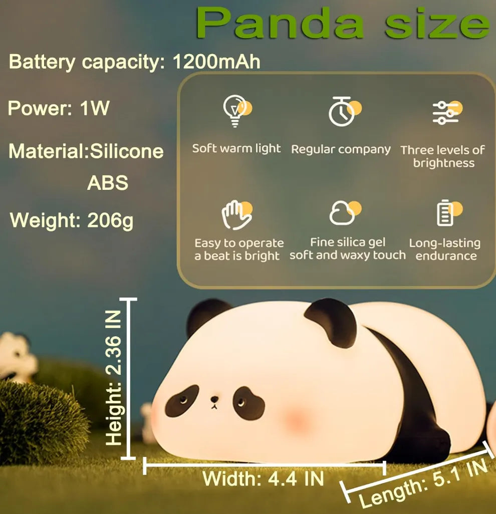 Lampara Nocturna Panda Sensor Bebes Niños Espanta Cuco