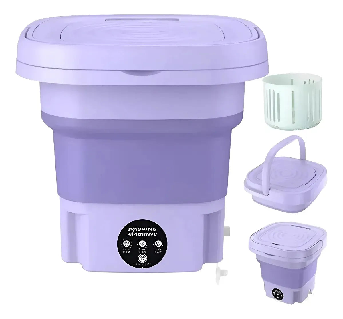 Mini Lavadora Portatil Plegable Multifuncional Hogar Lila