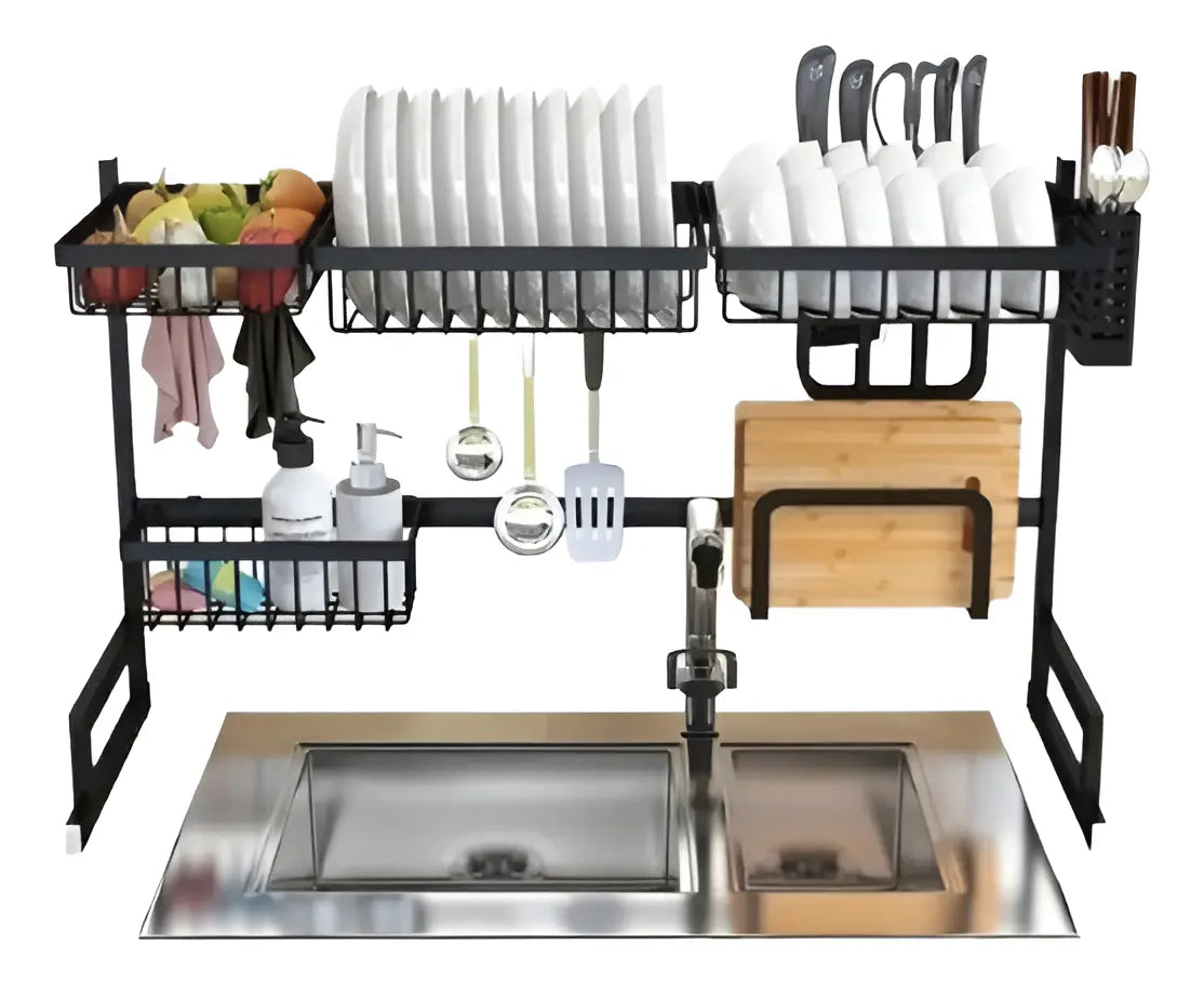 Rack Escurridor Secaplatos de 65cm  Retráctil Secador Ajustable Para Platos 2 Niveles