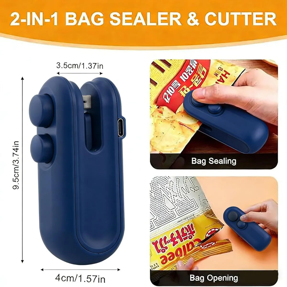 Sellador Térmico Para bolsas Snacks Portátil Recargable USB