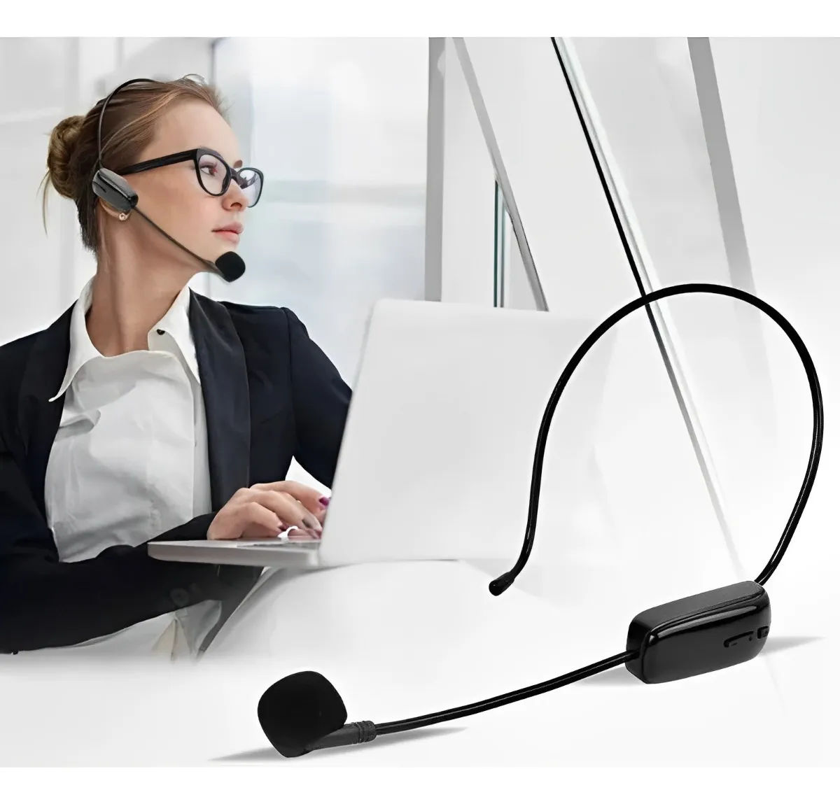 Microfono Megafono Inalambrico Amplificador De Voz Bluetooth Color Negro