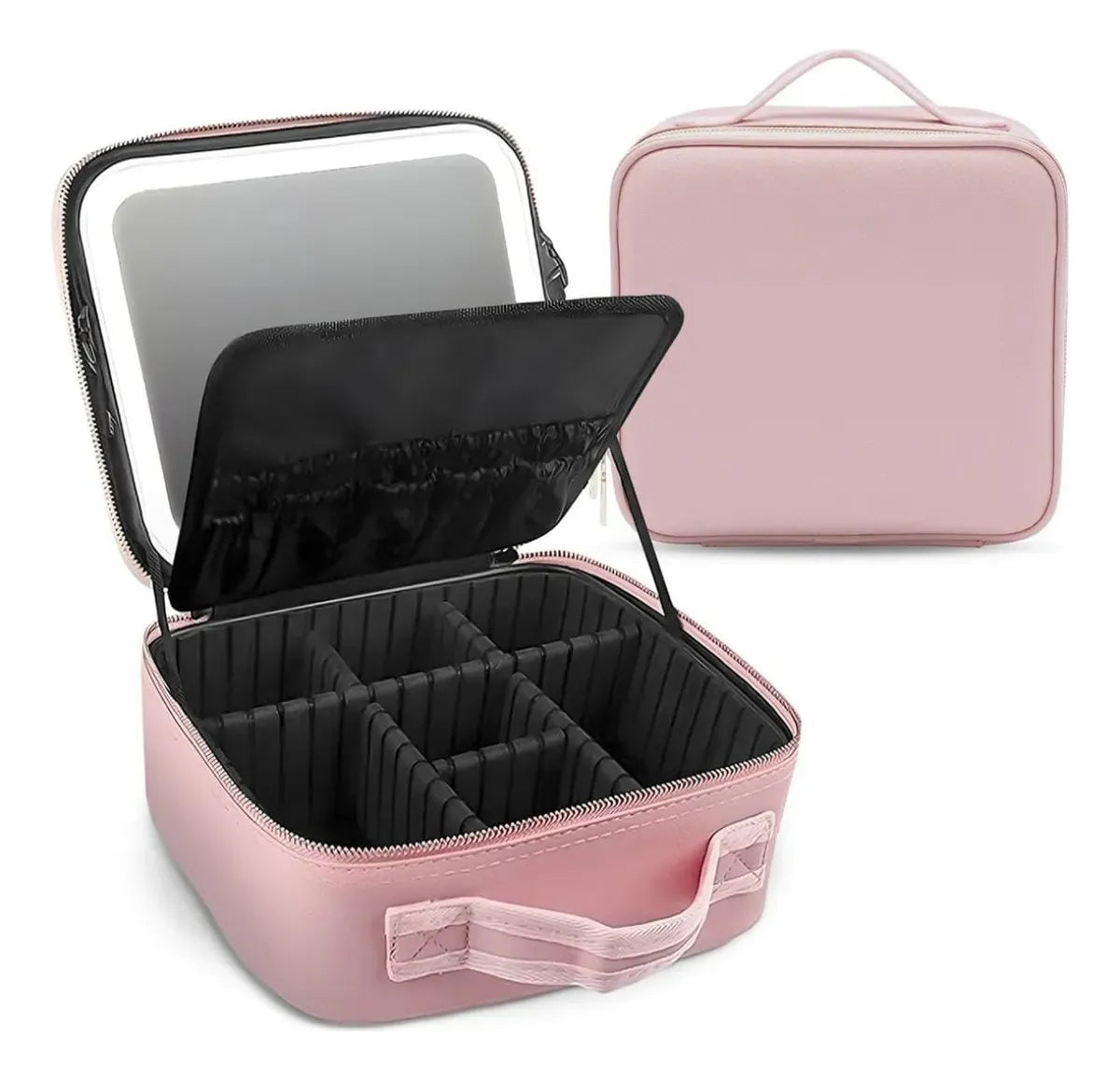 Bolso Maquillaje Cosmetiquero Espejo Led Bolso Mano 26x23x13 Rosa