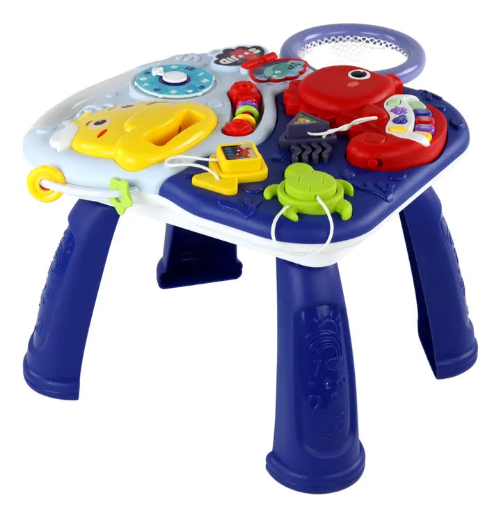 Mesa De Actividades 2 En 1 Con Aro Y Pelota Didactico Bebe Azul