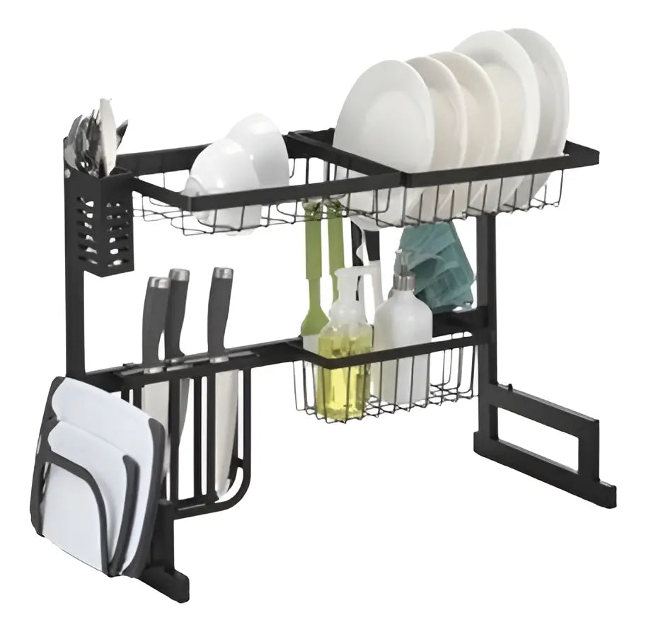 Rack Escurridor Secaplatos de 65cm  Retráctil Secador Ajustable Para Platos 2 Niveles
