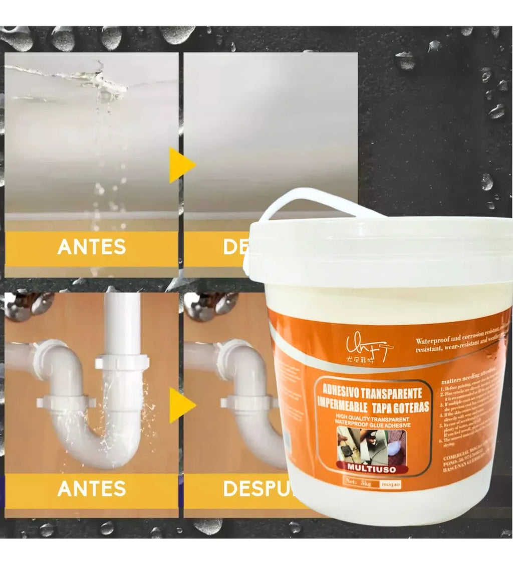 Adhesivo Transparente Impermeable Tapa Gotera 1kg