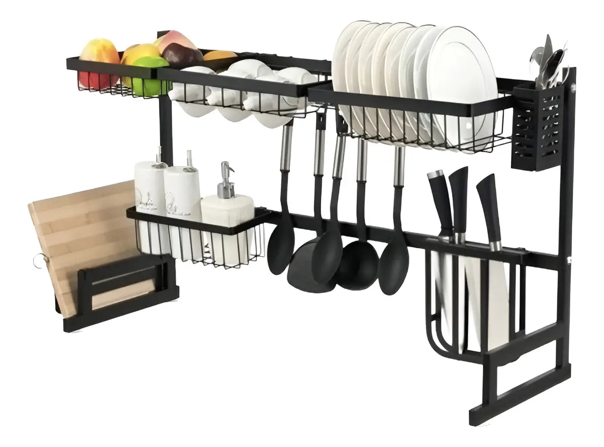 Rack Escurridor Secaplatos de 65cm  Retráctil Secador Ajustable Para Platos 2 Niveles
