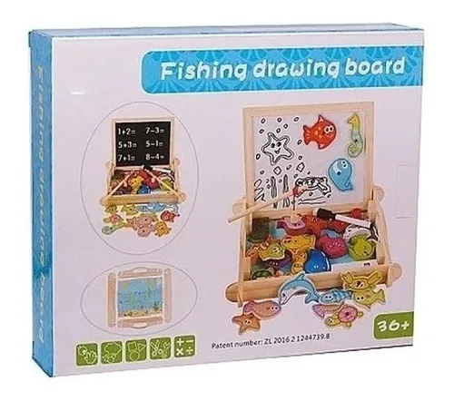 Juego De Pizarra Doble + Pesca Milagrosa De Madera