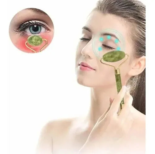 Rodillo Masajeador Facial De Jade Relajación Guasha