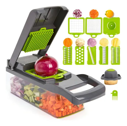 Picador De Verduras Multifuncional 14 En 1 Picador De Alimentos. Color Gris