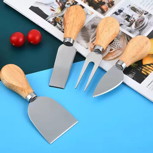 Set Cuchillos Para Quesos Picoteo Cocktail Acero Inox Packx4 Plateado