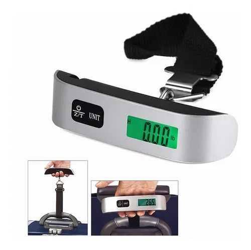 Pesa Balanza Digital Maleta Para Colgar 50kg Color Gris