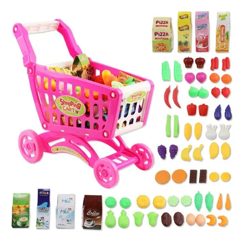 Carrito de Supermercado Shopping Niñas 56 pcs color Rosado