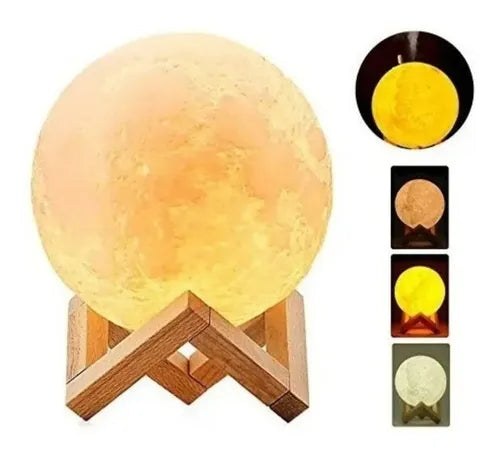 Lampara Humidificador Luna 3d Difusor De Aroma Usb Portatil Color Amarillo