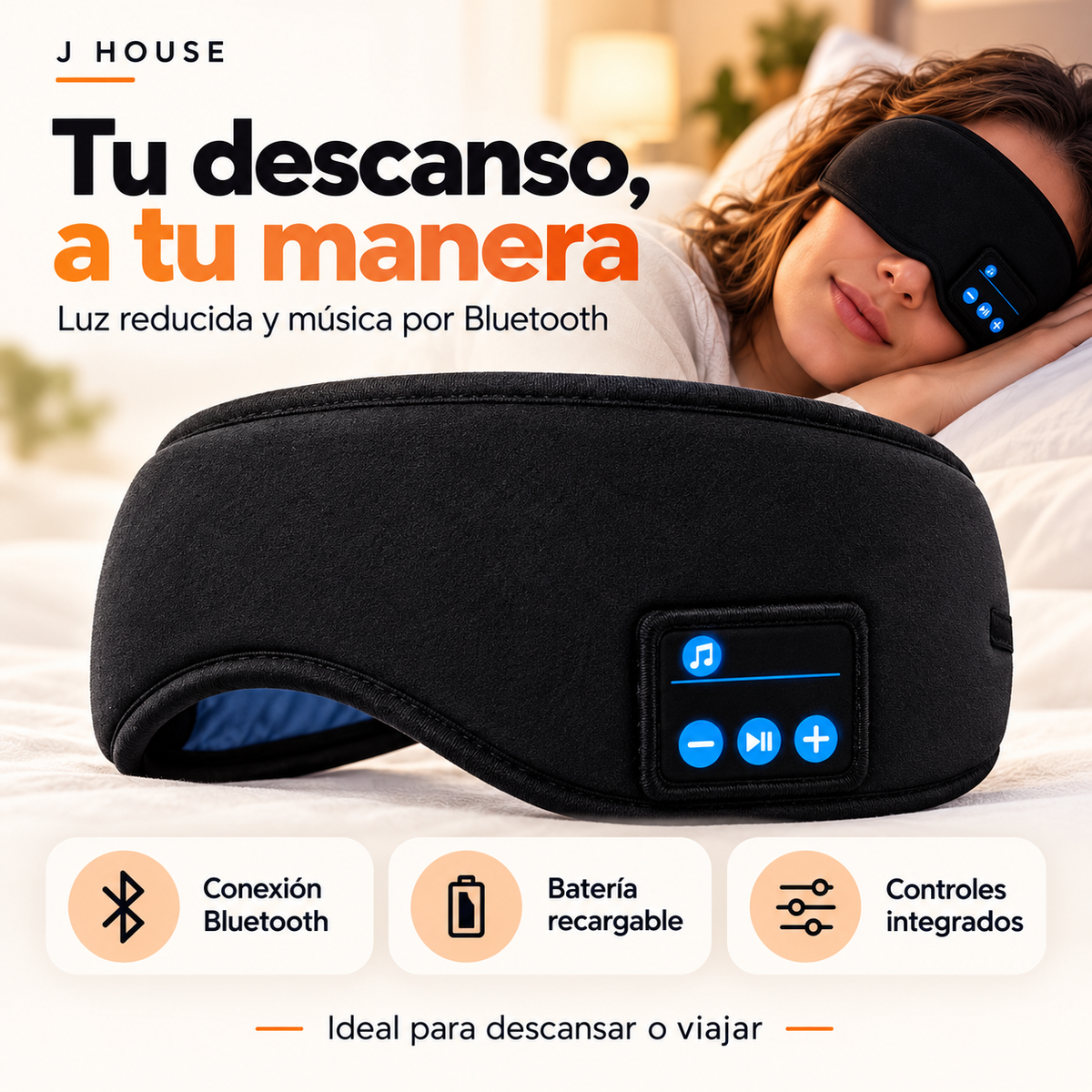Antifaz Bluetooth Recargable para Dormir
