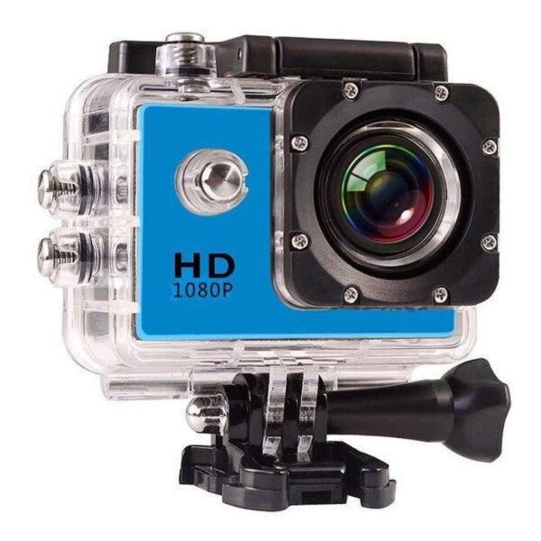 Camara Tipo GoPro 1080mp Sumergible con Accesorios Color Azul