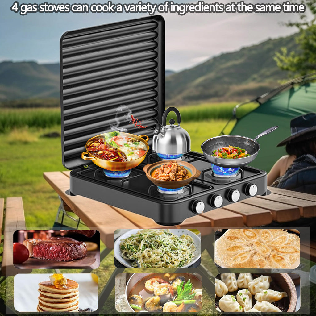 Cocina A Gas Sokany Encimera 4 Platos 4 Quemadores Portatil Negro
