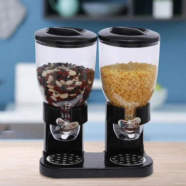 Dispensador de Cereal despachador Doble alimentos y Semillas color negro