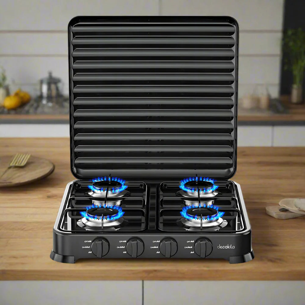 Cocina A Gas Sokany Encimera 4 Platos 4 Quemadores Portatil Negro