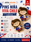 Pack 2 Pin / Solapa Bandera Chile – Diseño Niña