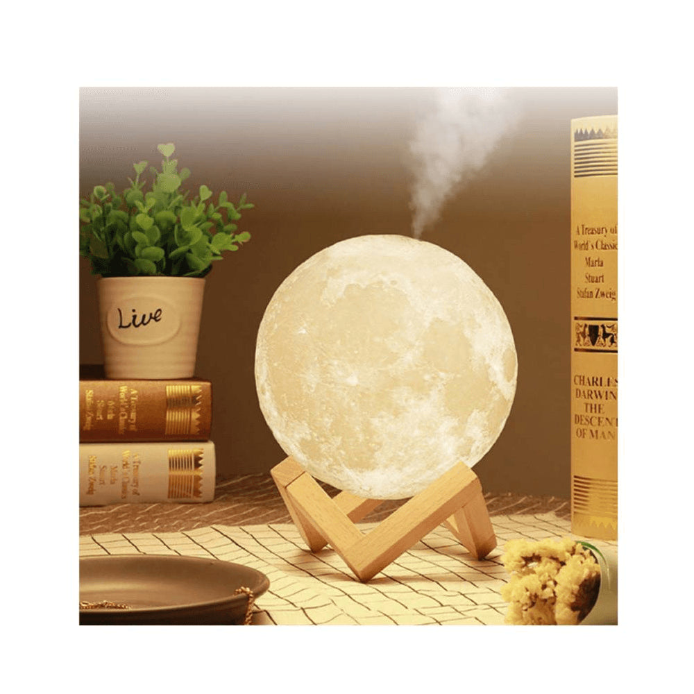 Lampara Humidificador Luna 3d Difusor De Aroma Usb Portatil Color Amarillo