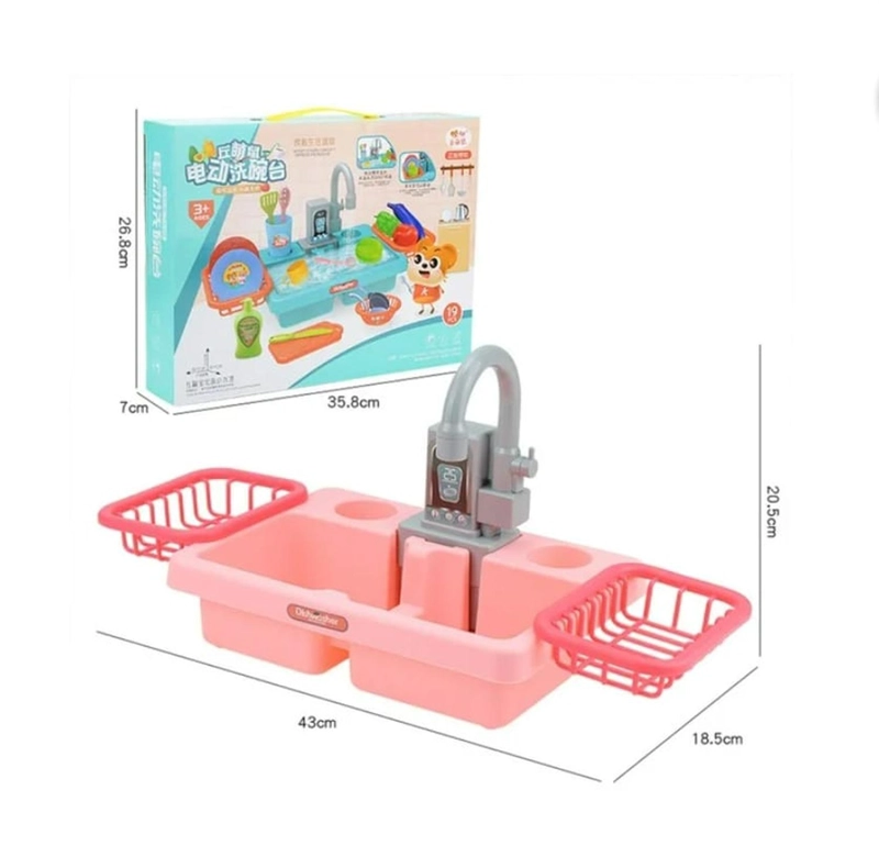 Mini Lavavajillas Infantil Con Accesorios Rosado