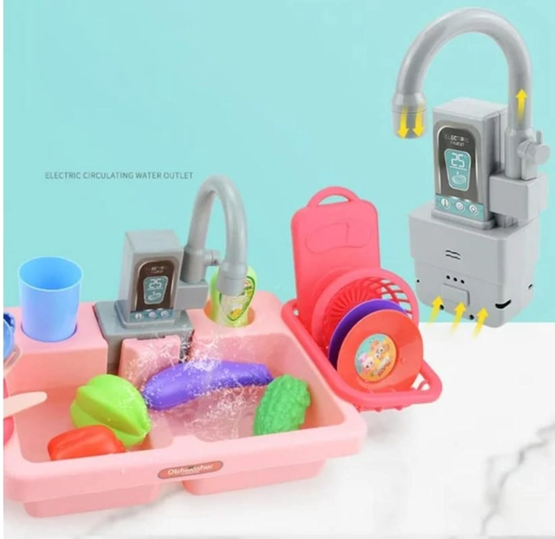 Mini Lavavajillas Infantil Con Accesorios Rosado
