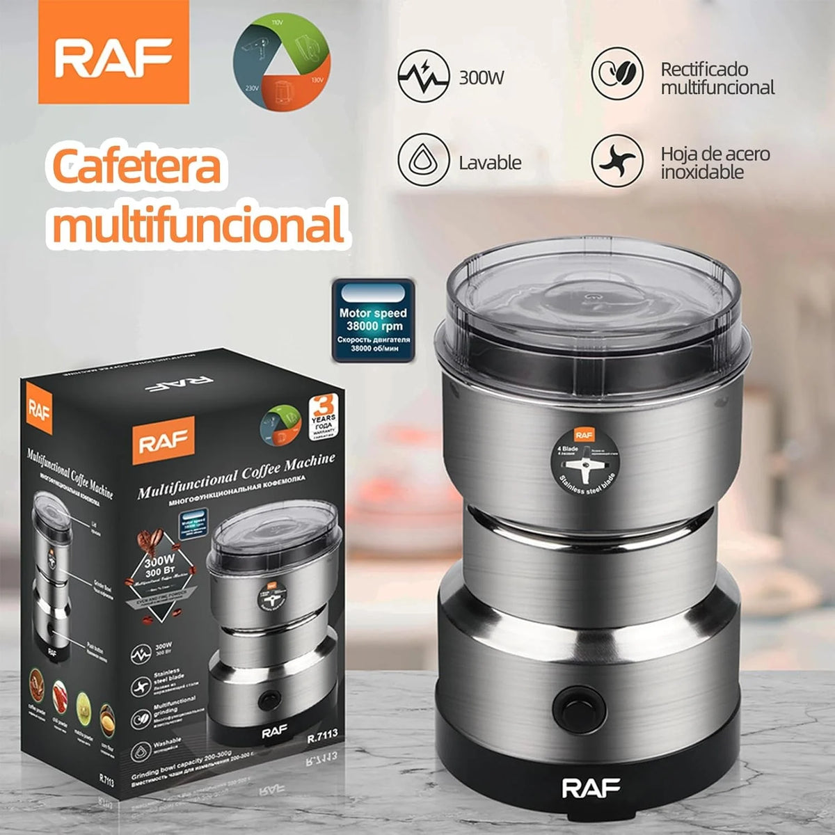 Molinillo de Café Eléctrico Multifuncional RAF – Potente y Compacto
