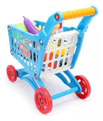 Carrito de Supermercado Niños con Accesorios +56pcs color Azul