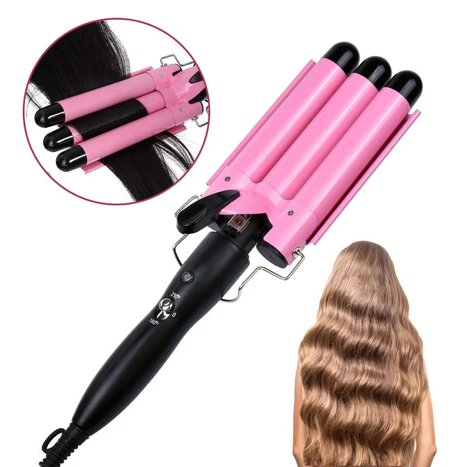 Plancha Rizadora Onduladora De Cabello 3 Tubos Ondas de Sirena