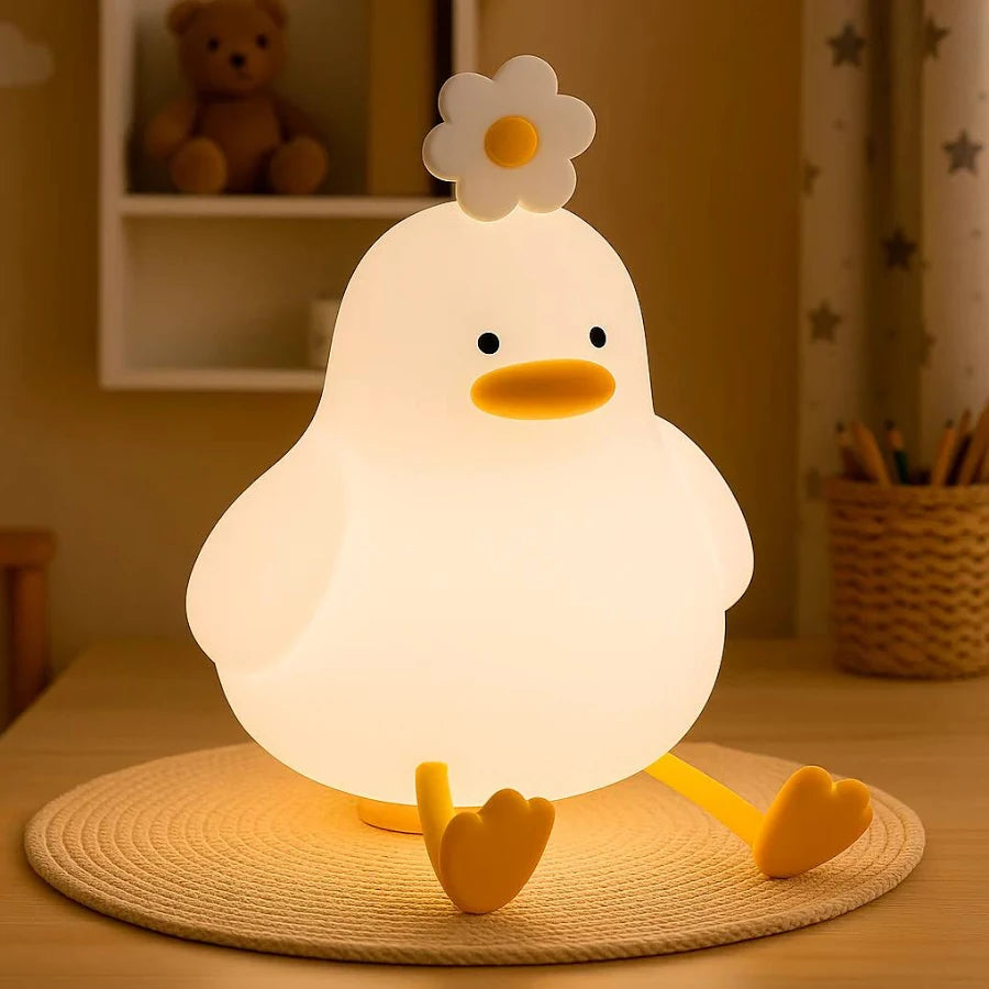 Lampara Pato de Silicona Diseño Kawaii Con Soporte para Teléfono