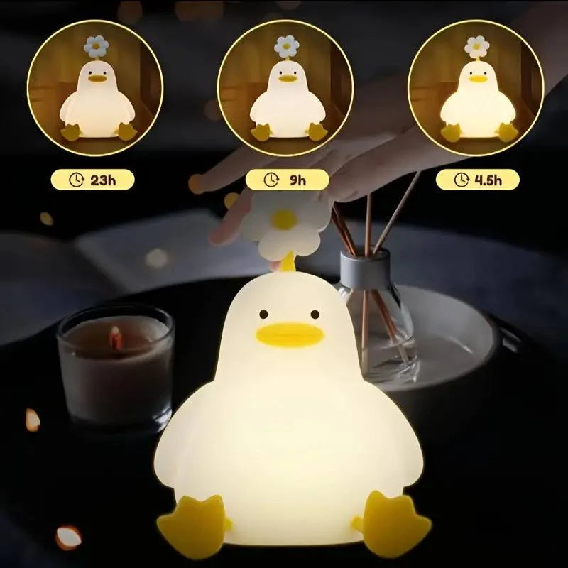 Lampara Pato de Silicona Diseño Kawaii Con Soporte para Teléfono