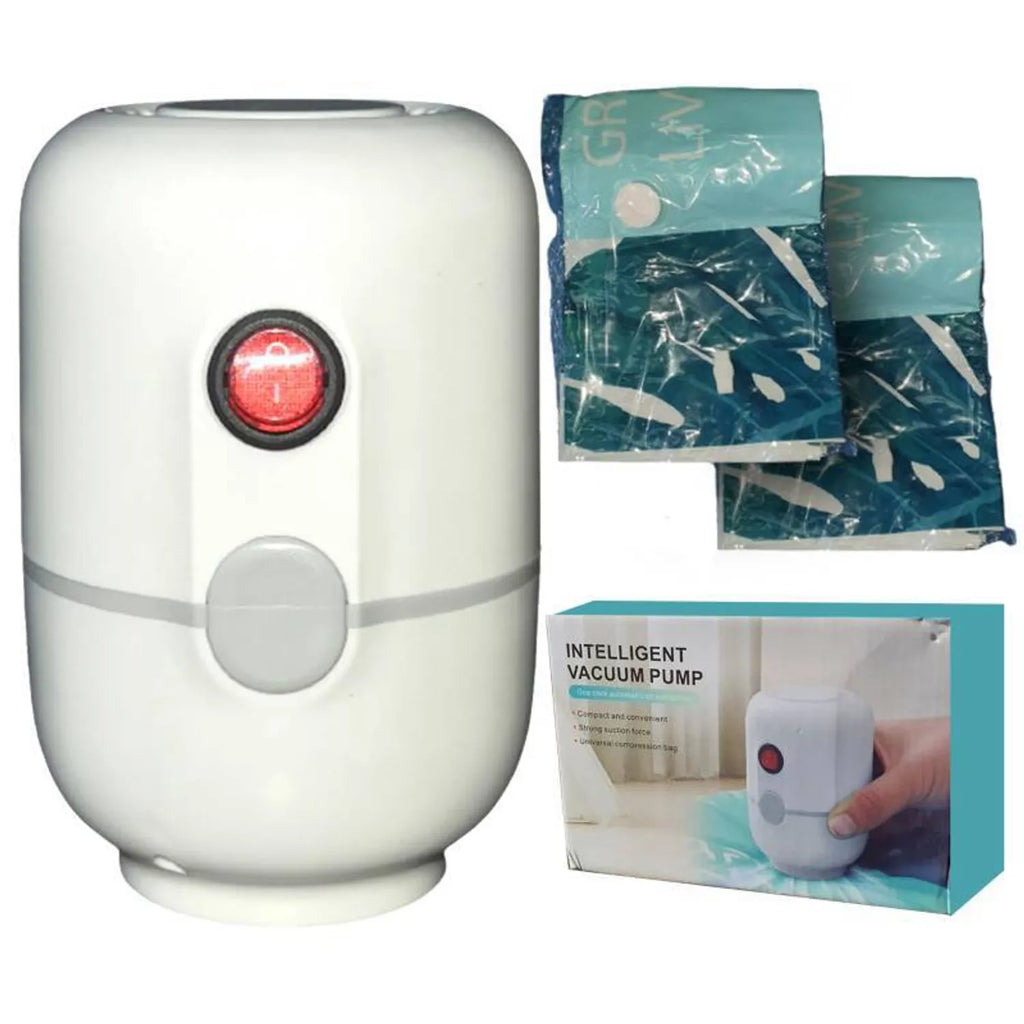 Aspirador de Bolsas al Vacio Electrica 60x60 Ropa Hermetica + 2 Bolsas